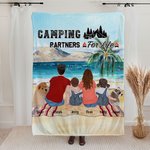 Personalized Camping Partners For Life Names Blanket Skin Friendly Birthday Gift for Couple Family Camp Accessory