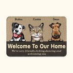 Personalised Welcome To Our Home Dog Cat Family Door Mat  Birthday Gift for Dog Cat Lover Home Decoration