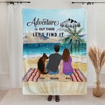 Personalized Adventure Is Out There Let's Find It Camping Blanket with Names Birthday Christmas Gift for Couple Family Camping Lovers
