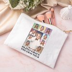 Sac à Cosmétiques en Coton Personnalisé Texte et Photo avec Fermeture Éclair Cadeau de Mariage Fête des Mères pour Amies Demoiselles d'Honneur