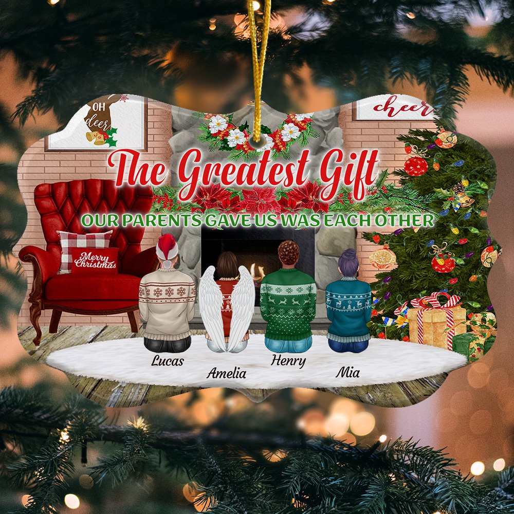 Personalized The Greatest Gift Our Parents Gave Us Was Each Other Irregular Ceramic Ornament with Names Christmas Gift for Brother Sister 3