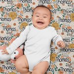 Personlig Vintage blommönster Supermjuk babyfilt med namn Baby Shower Present för nyfödda barn