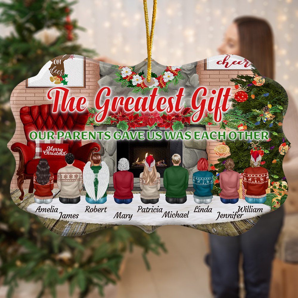 Personalized The Greatest Gift Our Parents Gave Us Was Each Other Irregular Ceramic Ornament with Names Christmas Gift for Brother Sister 4