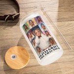 Personalizzato Era Tour Poster Frosted Glass Tumbler 20oz Color Collage Photos Coffee Cup con Bamboo Lid Straw Birthday Gift for Fashionista Pet Lover
