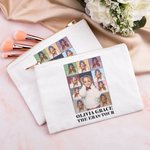 Sac à Cosmétiques en Coton Personnalisé Texte et Photo avec Fermeture Éclair Cadeau de Mariage Fête des Mères pour Amies Demoiselles d'Honneur