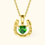 Collana personalizzata a ferro di cavallo con pietra di nascita del cuore Fascino di buona fortuna Gioielli Compleanno San Valentino Regalo per la Fes