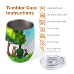 Personalized Fur Mama Papa Sitting under A Tree Food Grade Stainless Steel 12oz Wine Tumbler Birthday Christmas Gift for Dog Lovers