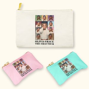 Personalizzato Eras Tour Poster Foto Cotone Lino Cosmetico Borsa con cerniera Natale Matrimonio Regalo per la festa della mamma per amici sorelle dami