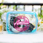 Sac Cosmétique Personnalisé Trousse Imperméable pour Vayage Cadeau Anniversaire pour Femme Fans de Poupée Rose