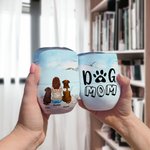 Personalized Dog Mom Dad Enjoying Sea Scenery with Furry Friend 12oz Wine Tumbler Birthday Christmas Gift for Dog Lovers