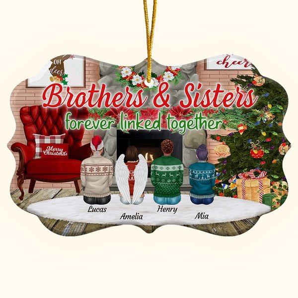 Personalized Brothers & Sisters Forever Linked Together Ceramic Ornament with Names Christmas Birthday Rememberance Gift for Family Brothers Sisters