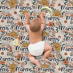 Personlig Vintage blommönster Supermjuk babyfilt med namn Baby Shower Present för nyfödda barn