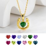 Collana personalizzata a ferro di cavallo con pietra di nascita del cuore Fascino di buona fortuna Gioielli Compleanno San Valentino Regalo per la Fes