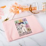 Sac à Cosmétiques en Coton Personnalisé Texte et Photo avec Fermeture Éclair Cadeau de Mariage Fête des Mères pour Amies Demoiselles d'Honneur