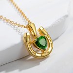 Collana personalizzata a ferro di cavallo con pietra di nascita del cuore Fascino di buona fortuna Gioielli Compleanno San Valentino Regalo per la Fes