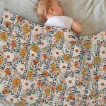 Personlig Vintage blommönster Supermjuk babyfilt med namn Baby Shower Present för nyfödda barn