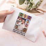 Sac à Cosmétiques en Coton Personnalisé Texte et Photo avec Fermeture Éclair Cadeau de Mariage Fête des Mères pour Amies Demoiselles d'Honneur