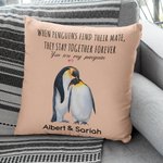 Gepersonaliseerde When Penguins Find Their Mate They Stay Together Forever Kussenhoes Kerstmis Verjaardag Valentijnsdag Cadeau voor Koppel