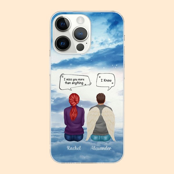 Gepersonaliseerde I Miss You More Than Anything I Know iPhone Telefoonhoesje Kerst Herdenkingscadeau voor familie