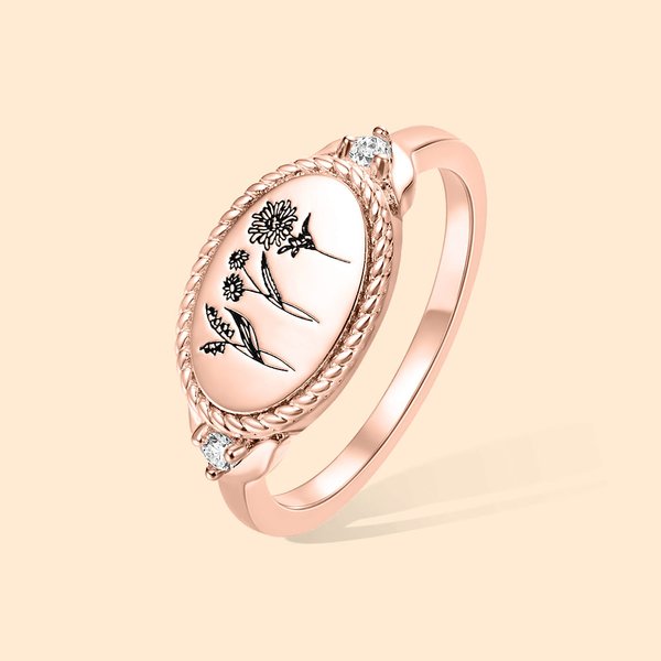 Gepersonaliseerde Meervoudige Geboorte Bloemen Ring Familie Bloemen Sieraden Verjaardag Moederdag Cadeau voor haar