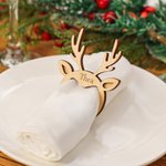 Anneau en Bois Décor Serviette Forme Cerf de Noël Personnalisé avec Nom Gravé Ornement de Table Pour Noël Cadeau Pour Famille