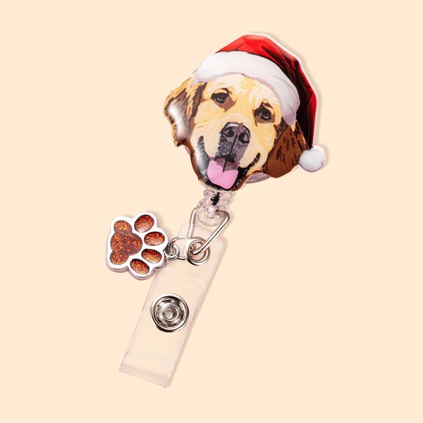 Personlig julehatt kjæledyrportrettmerke med glitterpote sjarm Jul Thanksgiving-gave til veterinærsykepleier Kjæledyrelsker