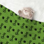 Personalized Cute Paw Print Soft Pet Name Blanket for Car Lap Sofa Birthday Christmas Gift for Cat Dog Pet Lover