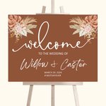 Personalized Bohemian Rust Floral Design Wedding Welcome Sign Wedding Poster with Name and Date Wedding Gift for Newlyweds Couple