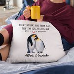 Gepersonaliseerde When Penguins Find Their Mate They Stay Together Forever Kussenhoes Kerstmis Verjaardag Valentijnsdag Cadeau voor Koppel
