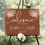 Personalized Bohemian Rust Floral Design Wedding Welcome Sign Wedding Poster with Name and Date Wedding Gift for Newlyweds Couple