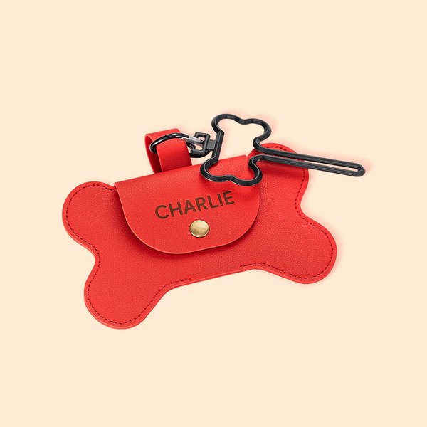 Pochette Distributeur de Sac à Crottes pour Chien Accessoire Personnalisé avec Nom Pochette en Forme d'Os Cadeau pour Amoureux de Chien