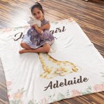 Personalised Just A Girl Who Loves Giraffe Floral Blanket with Name Birthday Gift for Girls