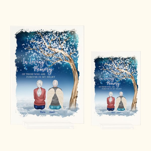 Personalisierte „In Loving Memory OF THOSE WHO ARE FOREVER IN MY HEART“ Acrylplakette mit 2-6 Figuren Einzugs- und Gedenkgeschenk für Familie Freunde