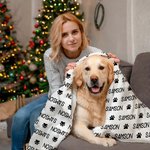 Personalized Cute Paw Print Soft Pet Name Blanket for Car Lap Sofa Birthday Christmas Gift for Cat Dog Pet Lover