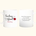 Tazza in ceramica personalizzata Teaching Is A Work Of Heart con nome e testo Regalo di Natale di apprezzamento per l'insegnante