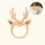Anneau en Bois Décor Serviette Forme Cerf de Noël Personnalisé avec Nom Gravé Ornement de Table Pour Noël Cadeau Pour Famille