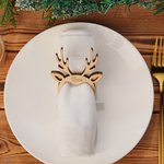 Anneau en Bois Décor Serviette Forme Cerf de Noël Personnalisé avec Nom Gravé Ornement de Table Pour Noël Cadeau Pour Famille