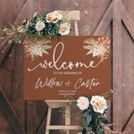 Personalized Bohemian Rust Floral Design Wedding Welcome Sign Wedding Poster with Name and Date Wedding Gift for Newlyweds Couple