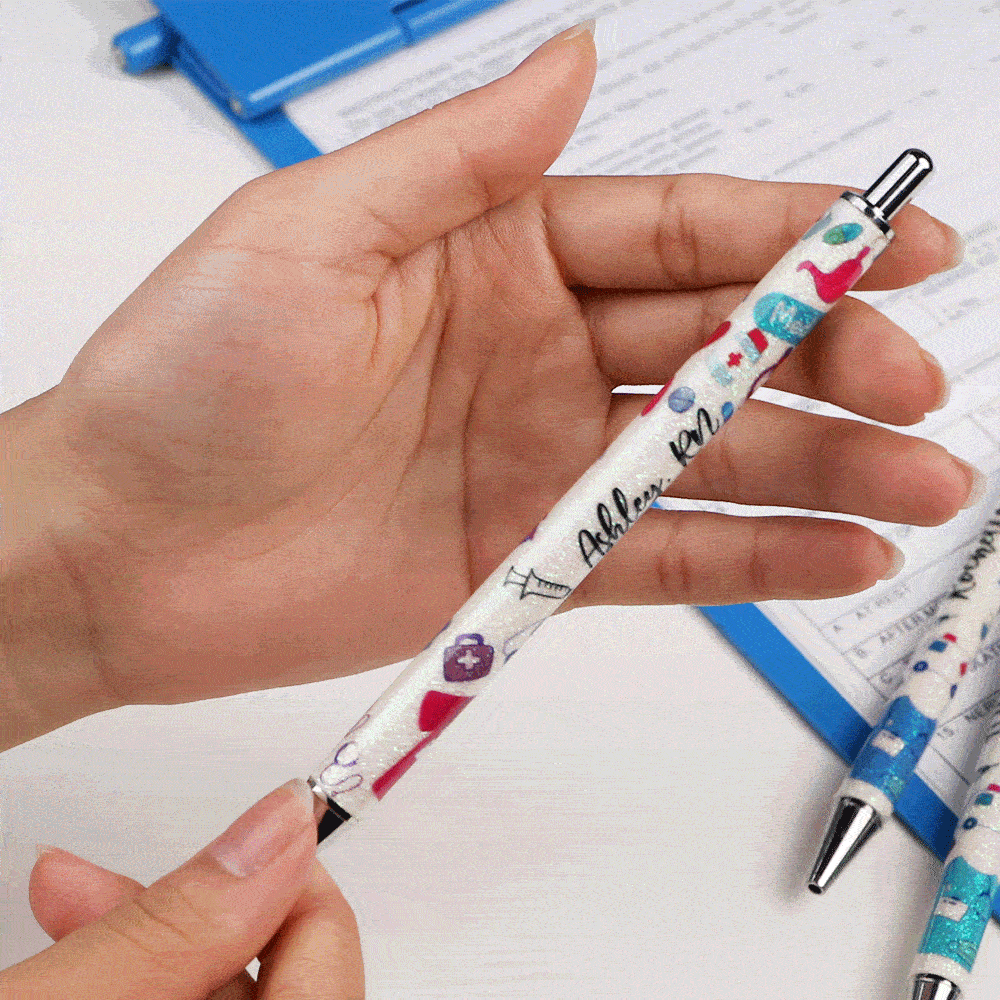Personalised Glitter Medical Element Ballpoint Pen Retractable Black Pen Appreciation Gift for Doctor Nurse