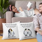 Gepersonaliseerde When Penguins Find Their Mate They Stay Together Forever Kussenhoes Kerstmis Verjaardag Valentijnsdag Cadeau voor Koppel