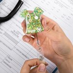 Regalo para enfermera o médico de un rollo de credencial acrílico personalizado con nombre y lentejuelas brillantes