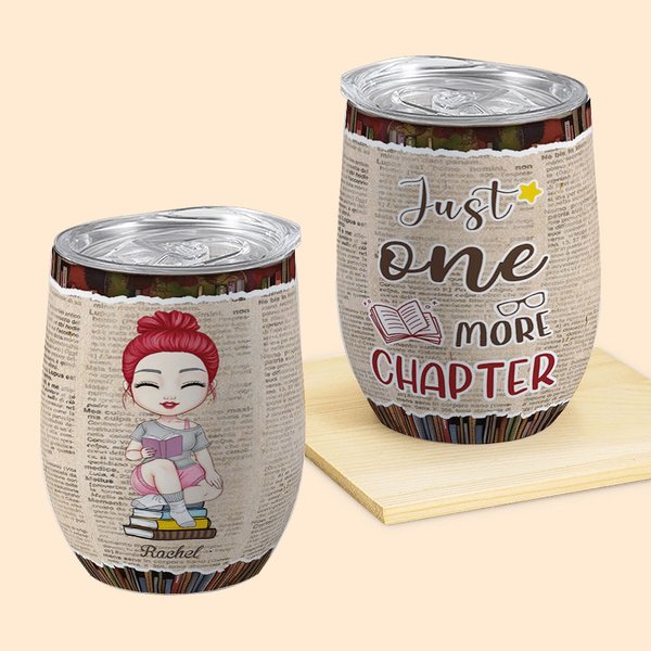 Henkilökohtainen Vain yksi luku Bookrack Tausta 12oz Wine Tumbler Lukeminen Lahja Joululahja Syntymäpäivälahja lahja kirjan ystäville