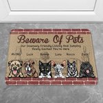 Personalized Beware Of Pets Our Intensely Friendly Licking And Jumping Excited You Door Mat Home Decoration Birthday Christmas Gift for Pet Owner