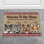 Personalized Welcome To My House The Humans Just Live Here With Me Door Mat Home Decoration Birthday Christmas Gift for Pet Owner