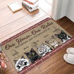 Personalizzato La mia casa Le mie regole Gli umani vivono qui con me Stuoia della porta Decorazione per la casa Regalo di Natale di compleanno per il proprietario dell'animale domestico