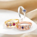 Henkilökohtainen Elegantti 1-5 Birthstones rengas Zirkoni äitienpäivä syntymäpäivälahja äidille isoäiti