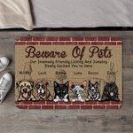 Personalized Beware Of Pets Our Intensely Friendly Licking And Jumping Excited You Door Mat Home Decoration Birthday Christmas Gift for Pet Owner