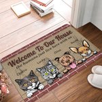 Personalized Welcome To My House The Humans Just Live Here With Me Door Mat Home Decoration Birthday Christmas Gift for Pet Owner