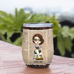 Henkilökohtainen Just A Girl Who Loves Books Bookrack Tausta 12oz Wine Tumbler Lukeminen Lahja Joululahja Syntymäpäivälahja lahja kirjan ystäville
