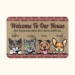 Personalized Welcome To My House The Humans Just Live Here With Me Door Mat Home Decoration Birthday Christmas Gift for Pet Owner